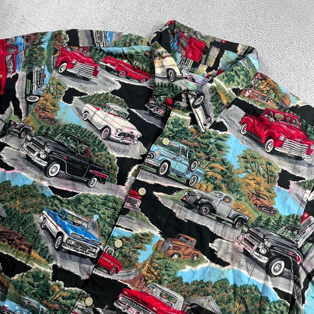 Reyn Spooner Mens Vintage Chevrolet Truck Print Cotton Hawaiian Shirt Large